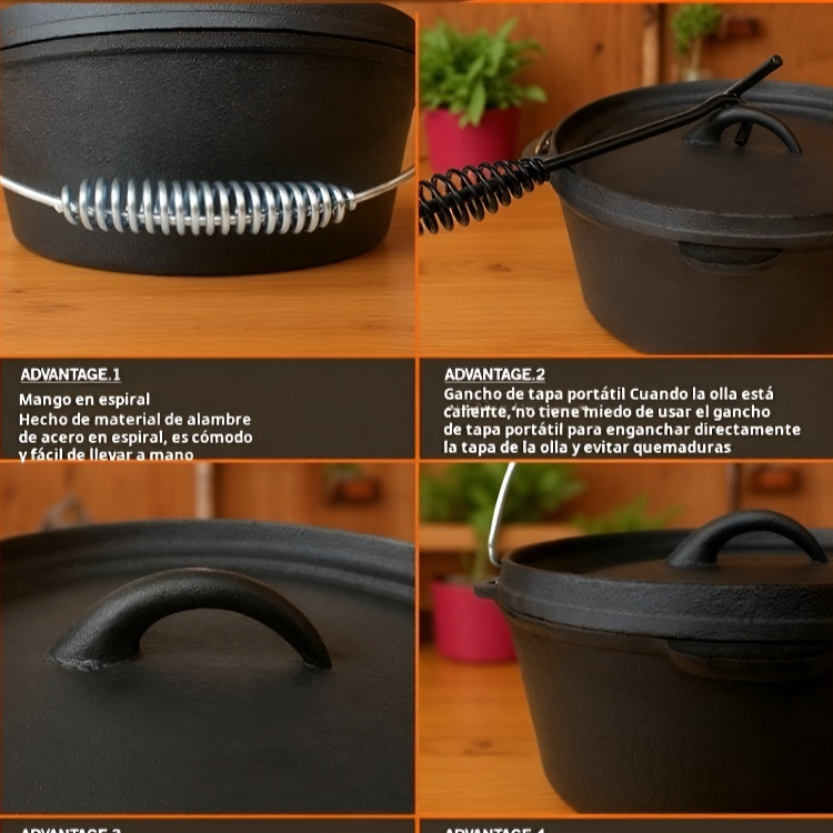 Olla colgante de hierro para cocinar al aire libre, hervir agua y guisar