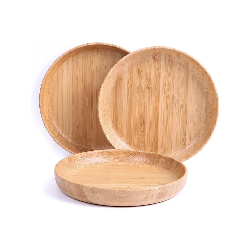 Round wooden dining plate