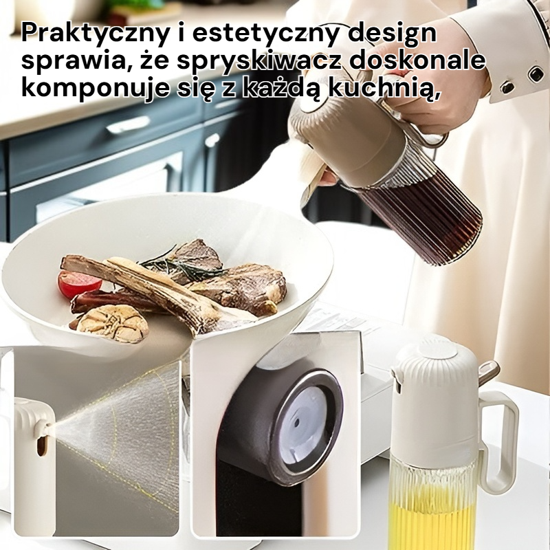 Szklany pojemnik na olej ze spryskiwaczem do organizacji kuchni