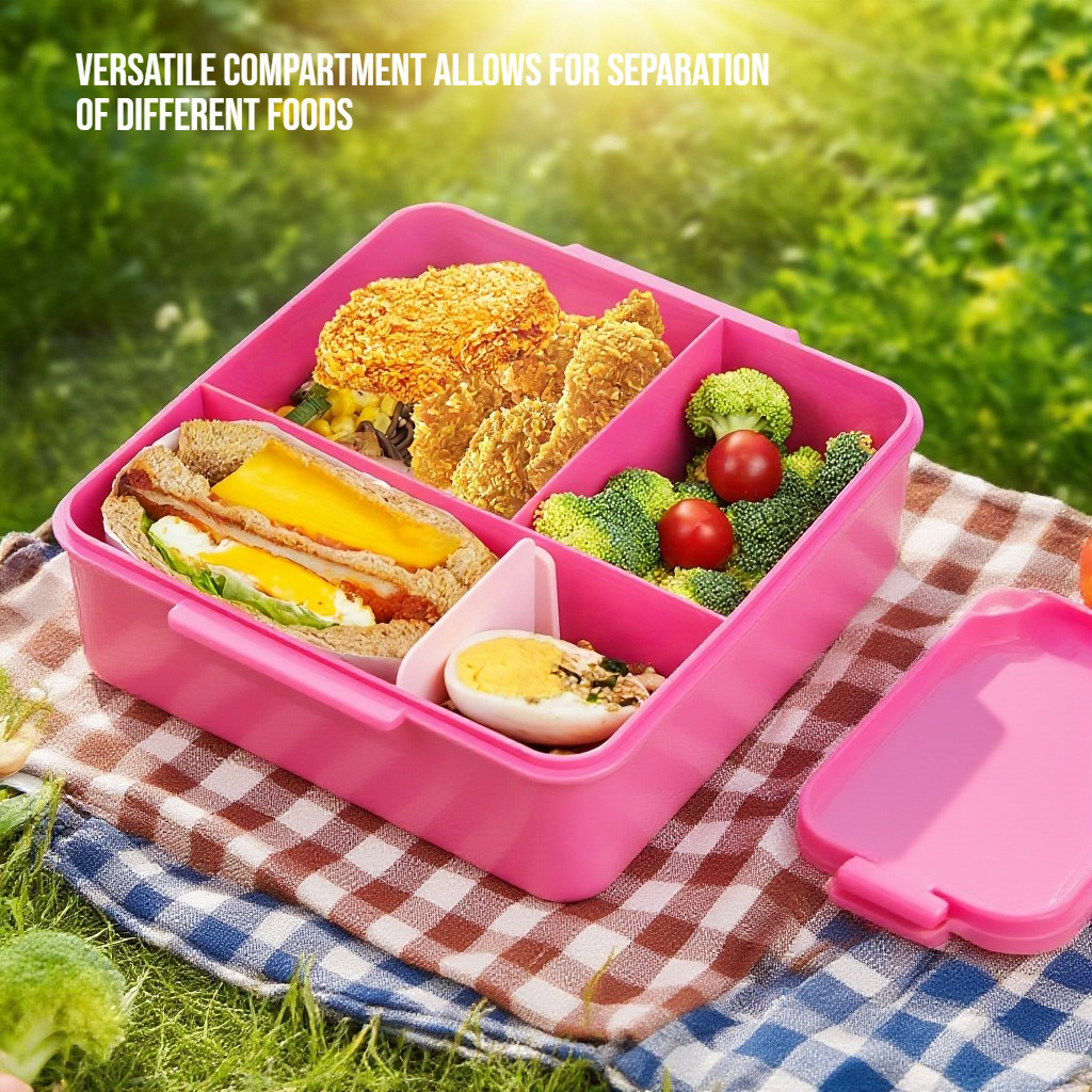 Leakproof plastic lunch box with durable stainless steel interior