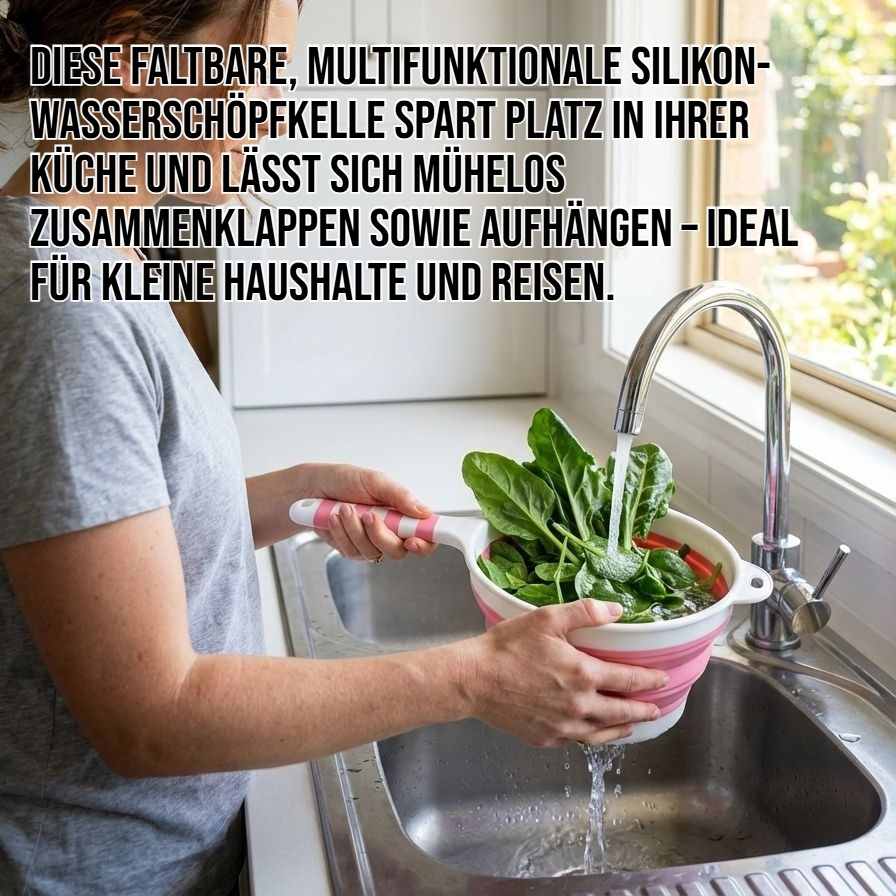 Faltbare, multifunktionale, aufhängbare Silikon-Wasserschöpfkelle