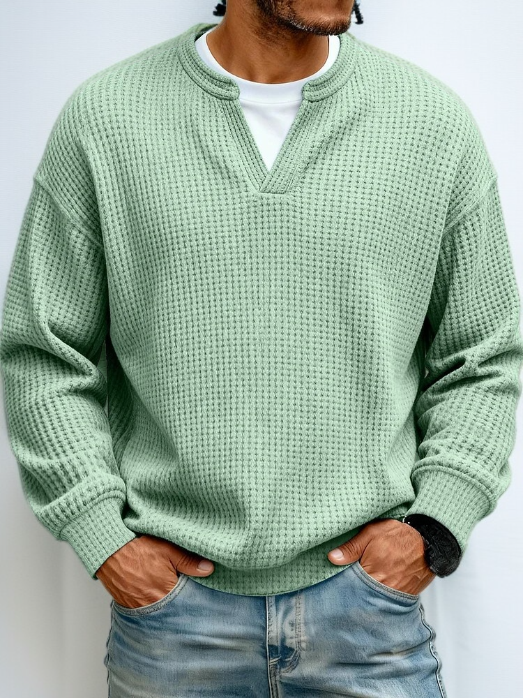 多用途なワッフル柄長袖トップス