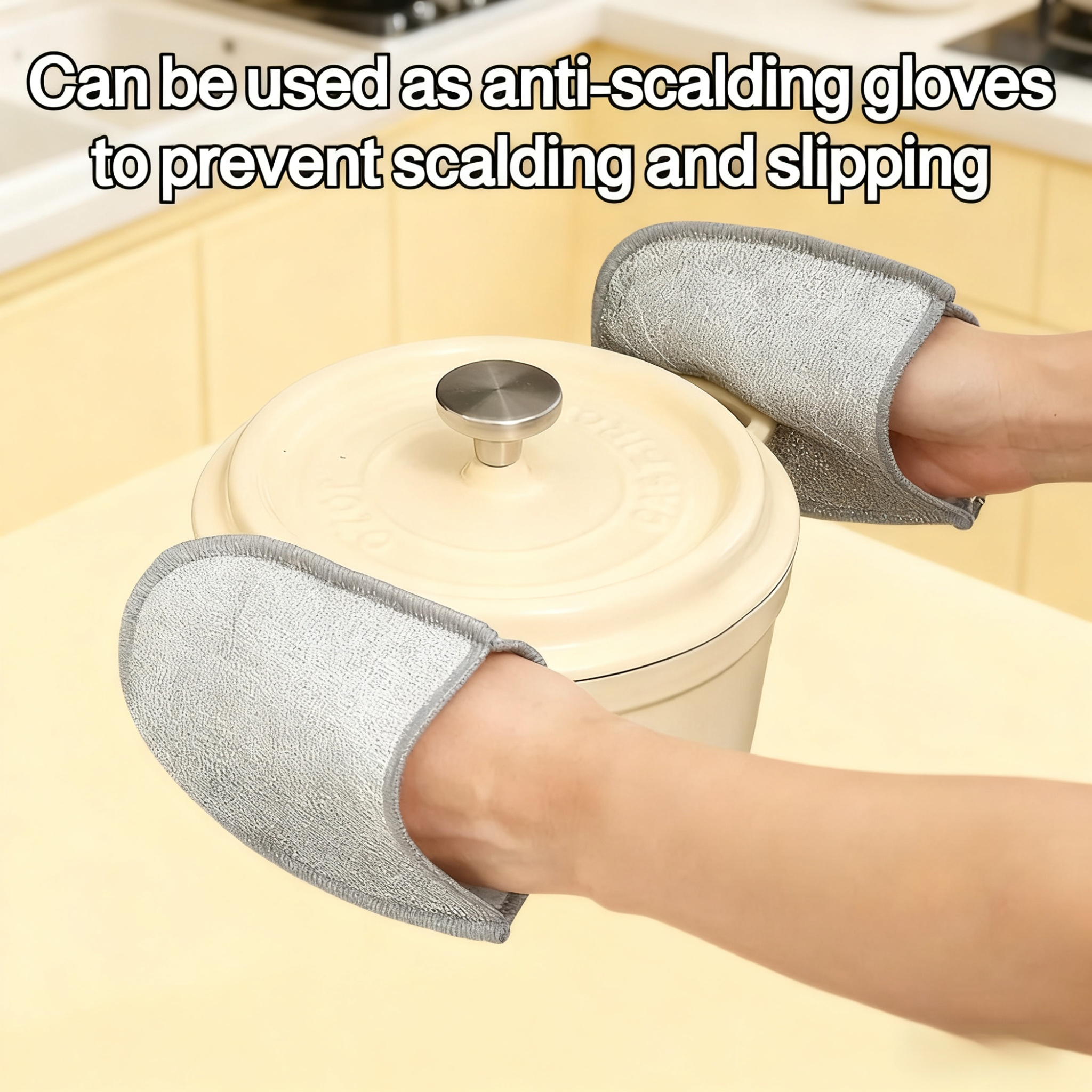 Multi-purpose silver fiber glove for kitchen and bathroom