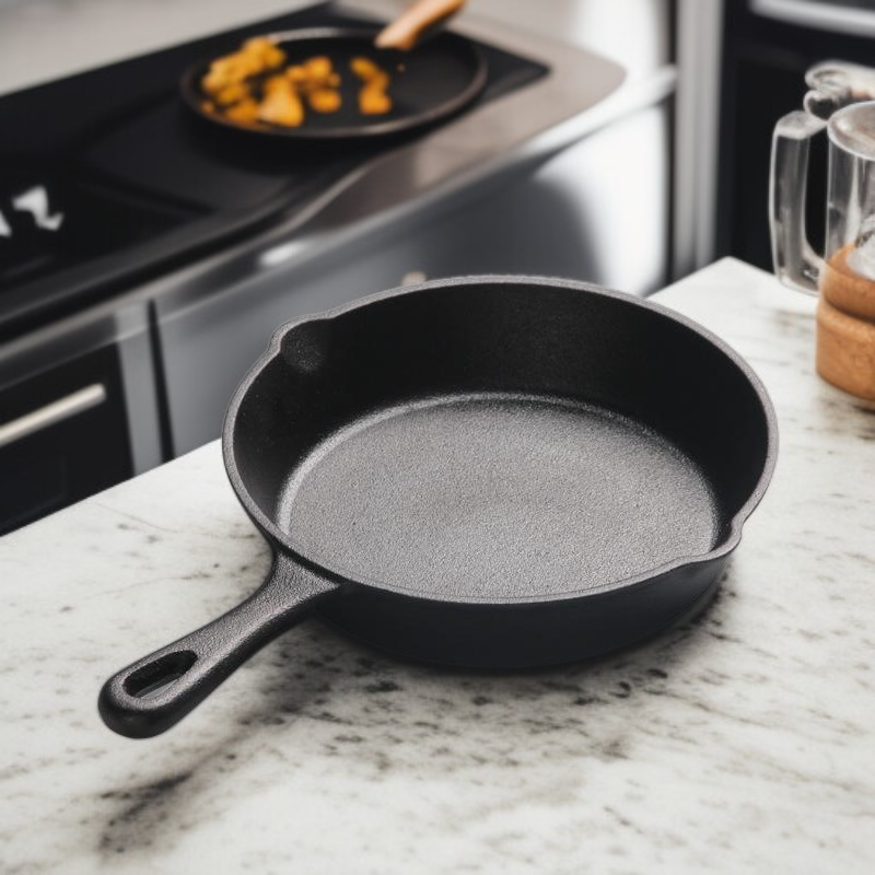 Große klassische Haushalts-Eisenpfanne, flacher Boden, antihaft, ideal für Omeletts