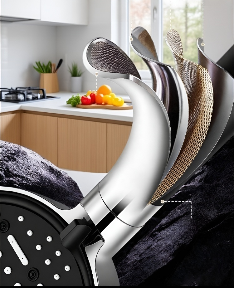 広範囲に水流をカバーする大型シャワーヘッド