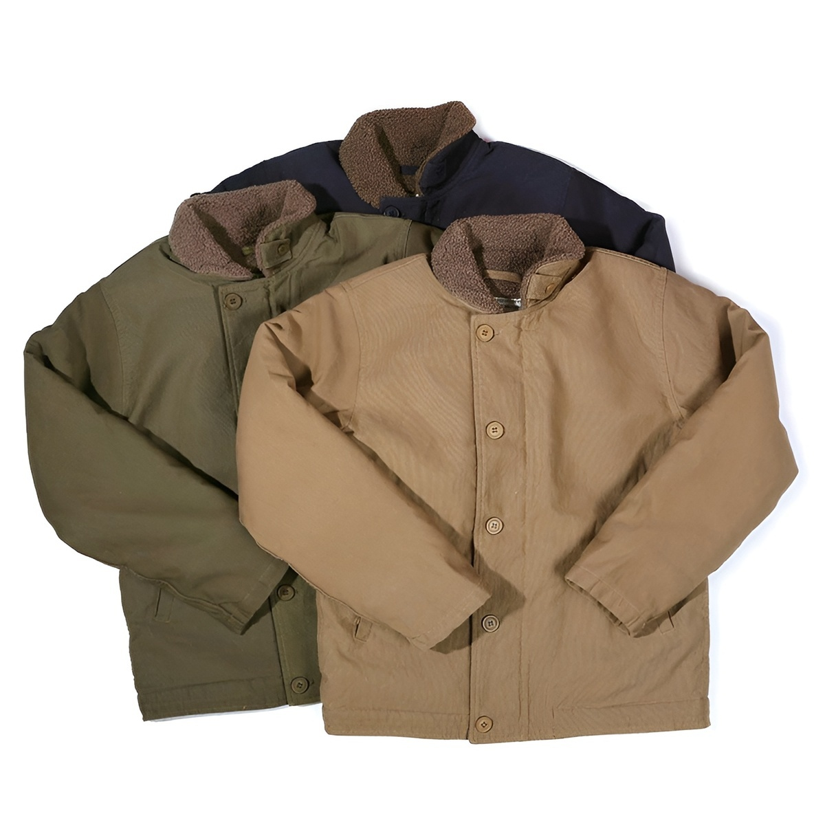 メンズ海軍N-1ジャケット ボアライナー付き防寒コート