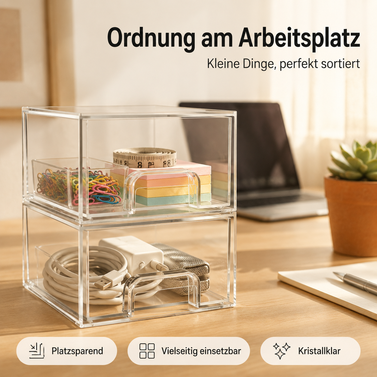 Transparente Schubladen-Aufbewahrungsbox Stapelbar für Kosmetik