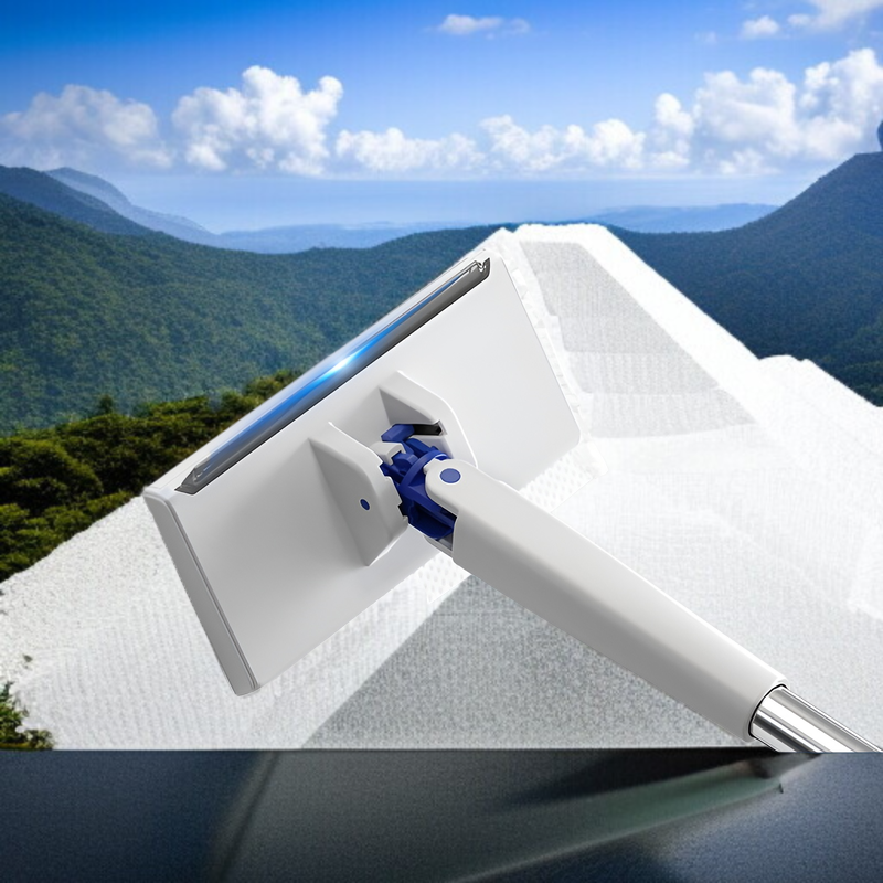 フロアワイパー 本体 1秒で着脱 ワンタッチモップ 2in1水切りワイパー 乾湿両用モップ 拭き掃除 雑巾ワイパー ベランダ 玄関 床 窓 フロア フローリング 掃除道具 使い捨てドライシート付き