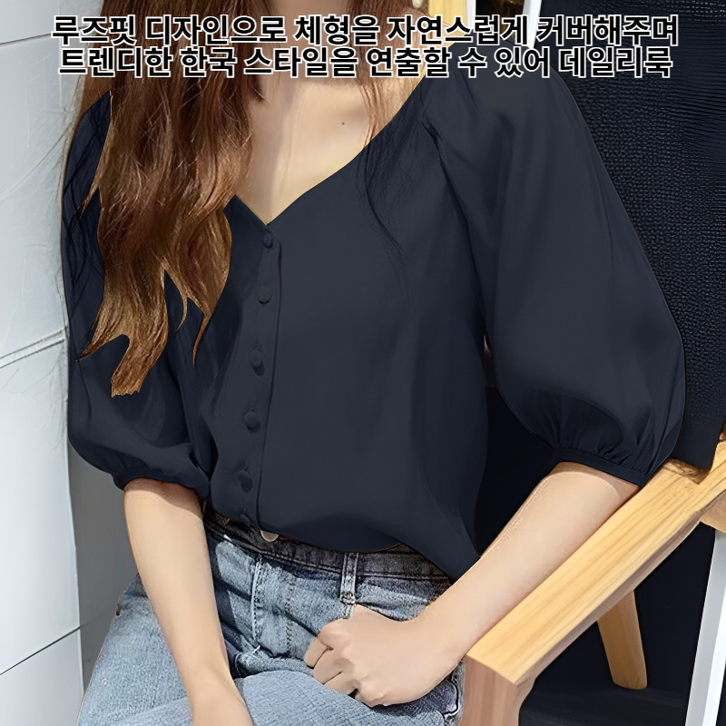 여성용 신상 봄/여름 한국 스타일 루즈핏 시폰 블라우스, 반팔 상의