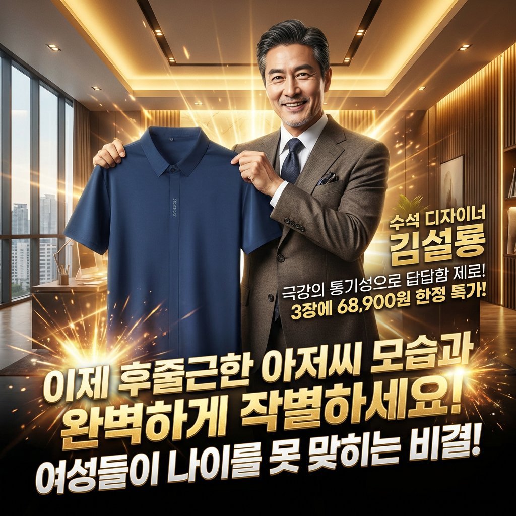 3장 68,900원 특가【가난한 자는 면, 부자는 아이스 실크 착용】냉각 효과를 가진 남성용 고급 아이스 실크 반팔 셔츠
