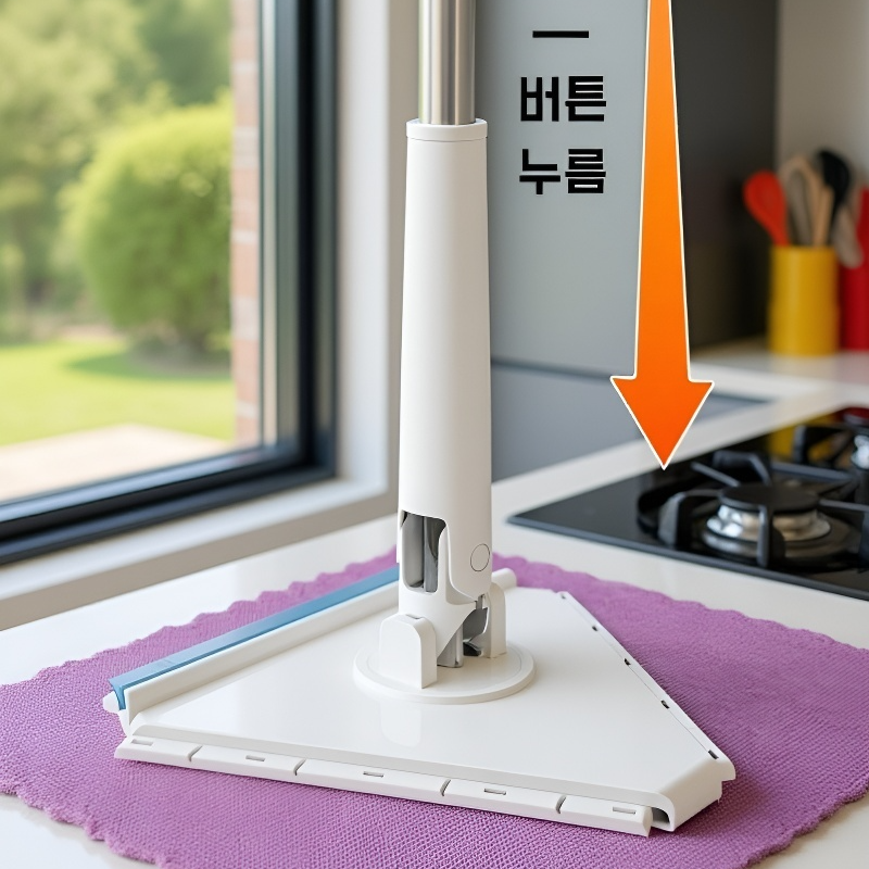 삼각형 디자인의 청소 밀대 헤드 클로즈업