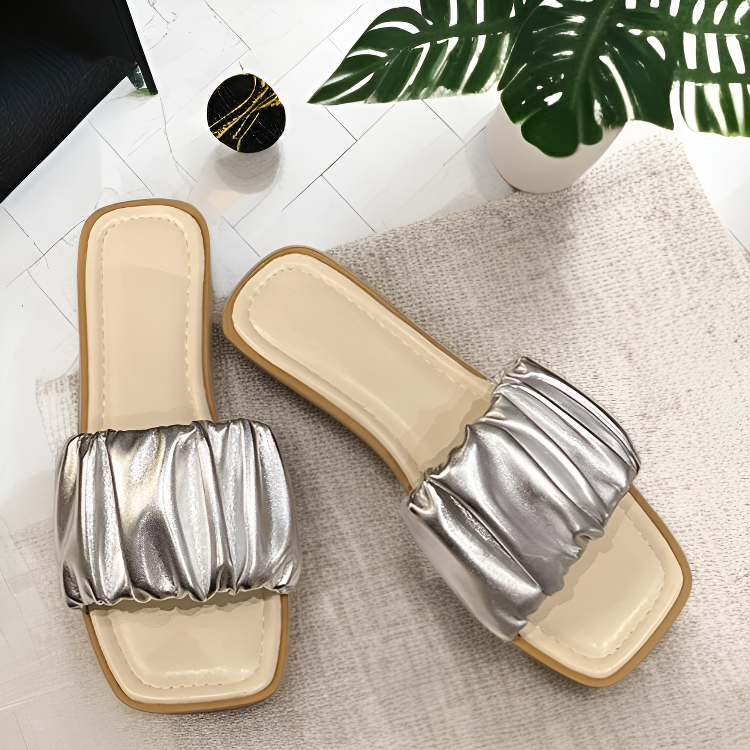 おしゃれスクエアトゥフラットビーチサンダル・レディース・夏用スリッパ