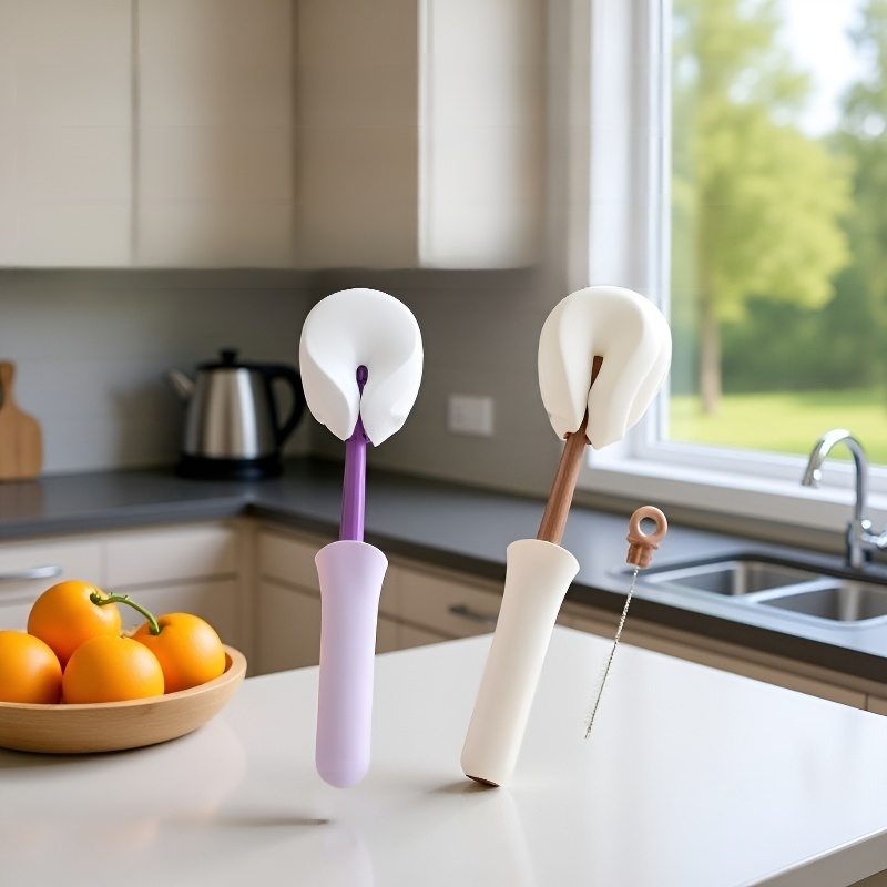 Hangable long-handled sponge cup cleaning brush