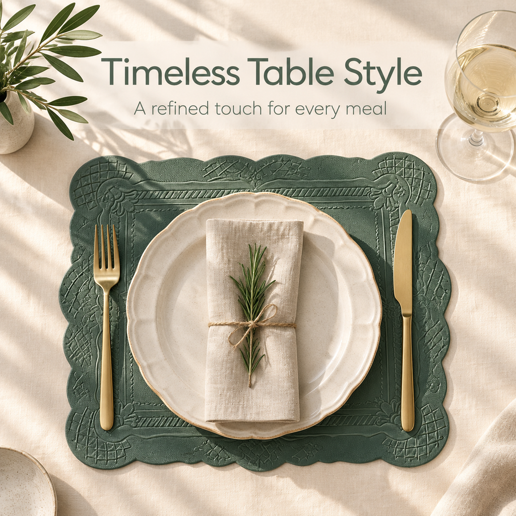 Vintage Embossed Faux Leather Placemat Nordic Totem Heat Resistant Waterproof Table Mat