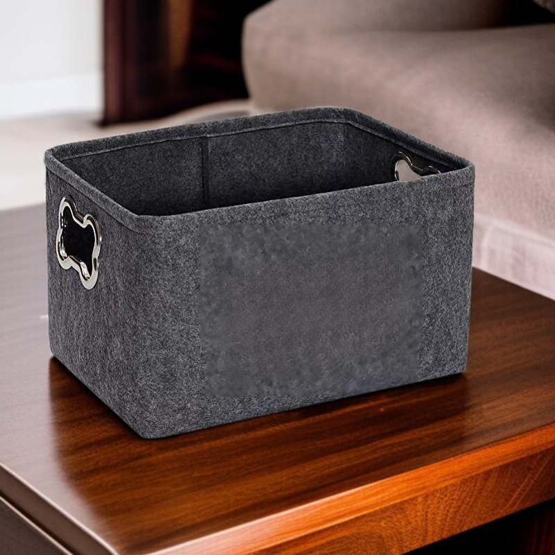 New felt dog toy storage basket foldable wooden handle woven dirty clothes basket storage basket sun