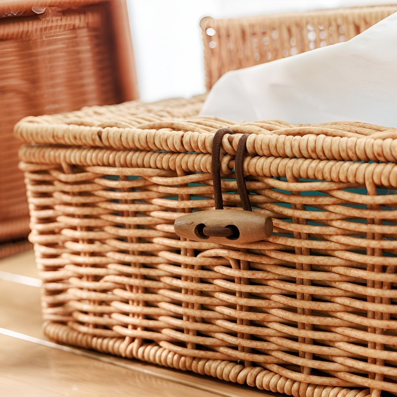 라탄 느낌 다기능 티슈케이스 거실 식당 테이블 수납함