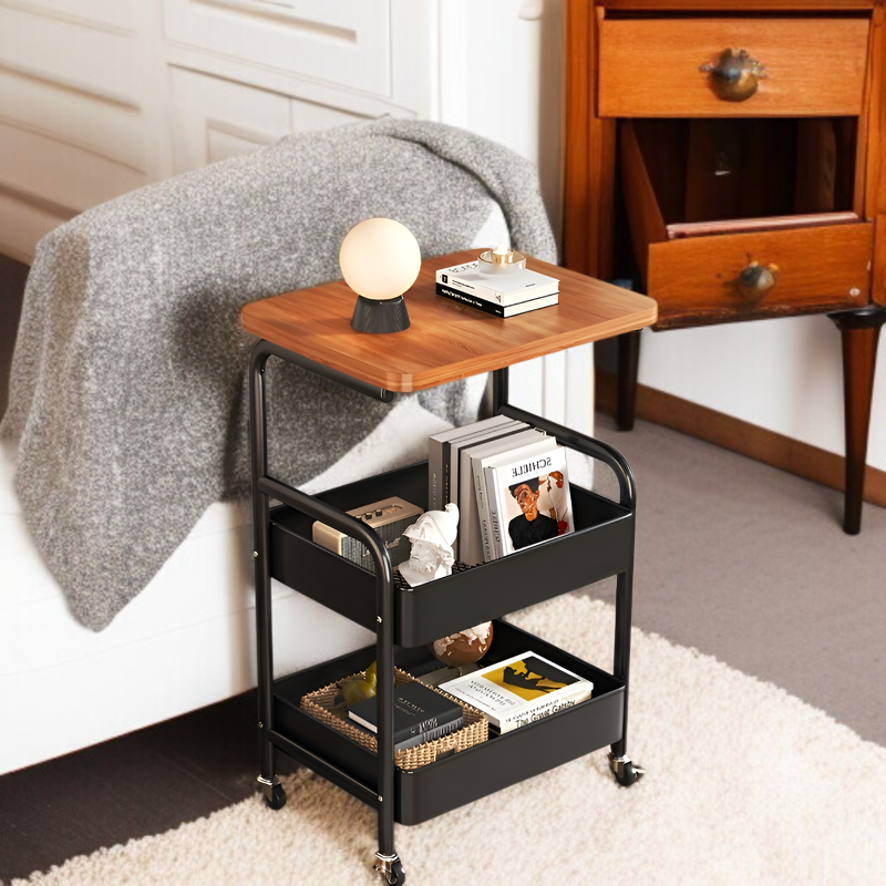 가정용 고풍 이동식 선반 다층 리어카 도르래 책꽂이 수납선반