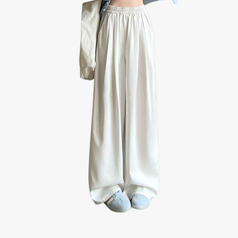 봄가을 하이웨스트 날씬해 보이는 주름 텐셀 와이드 팬츠 처짐 여성 청바지