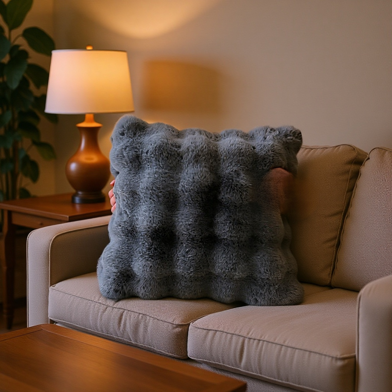 두꺼운 모조 토끼털 플러시 쿠션 커버 겨울 플러시 쿠션 [40x40/50x50/60x60CM] [쿠션