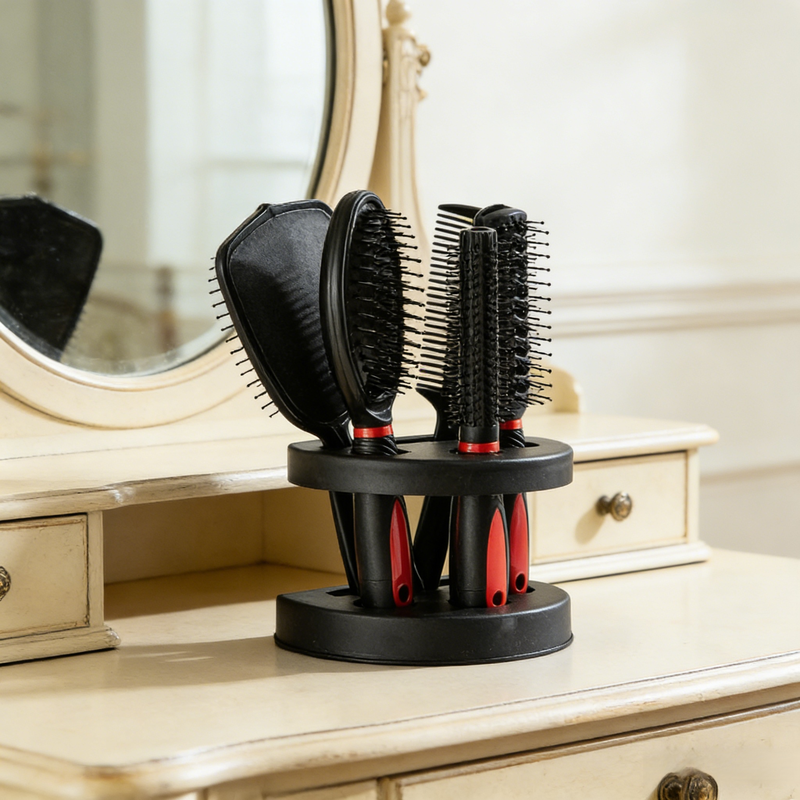 طقم فرشاة وسادة ومرآة متعدد الوظائف للرجال والنساء في المنزل، أدوات تصفيف الشعر مع قاعدة