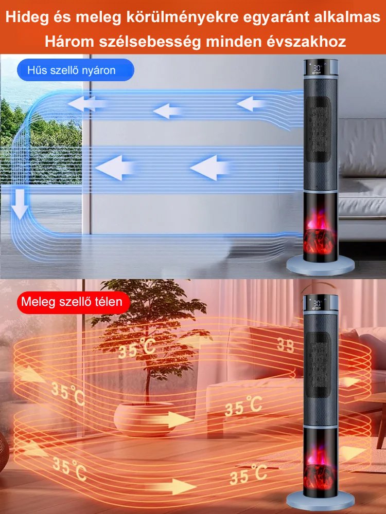 1 kWh/3 nap! 3 az 1-ben: fűtőventilátor + párásító + légtisztító — halk, termosztát