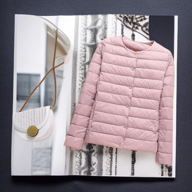 여성복 패딩 슬림형 쇼트 코트 슬림 라운드 패딩