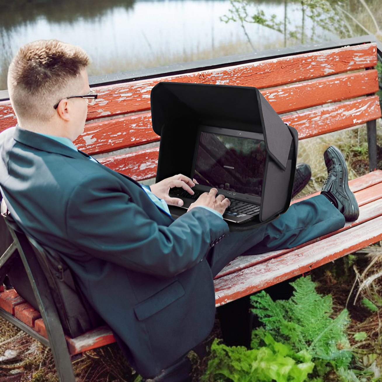 Funda de privacidad y sombra para laptop, portátil y plegable, ideal para exteriores