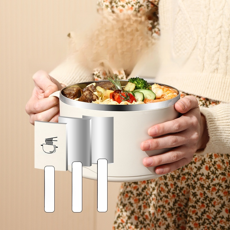 Wielofunkcyjny lunchbox z dwuwarstwową powłoką zapobiegającą poparzeniom