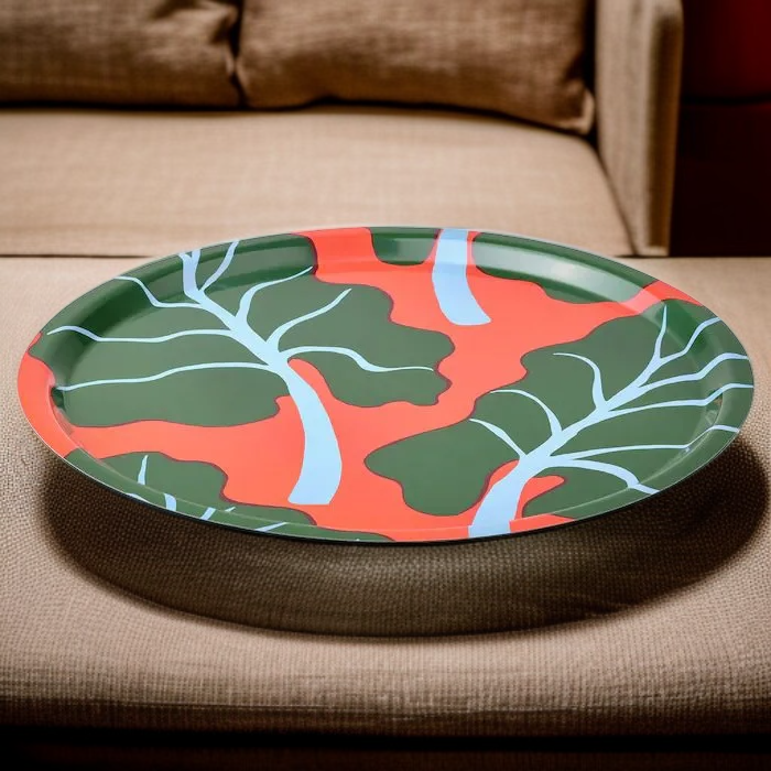 Okrągła taca IKEA BASTUA czerwona 43 cm do kawiarni, imprez, kempingu 805.426.83