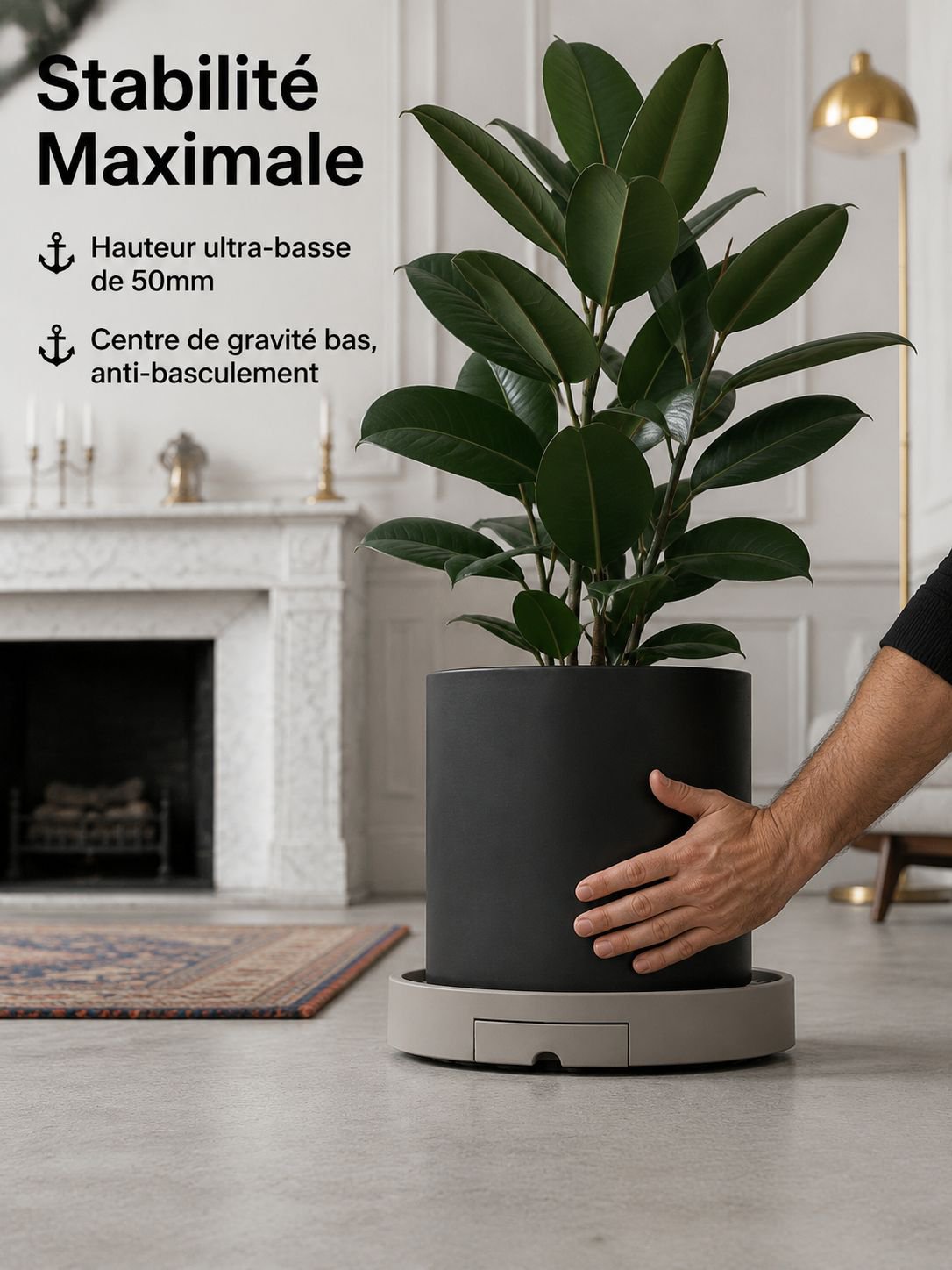 Rouleau de fond robuste pour pot de fleur