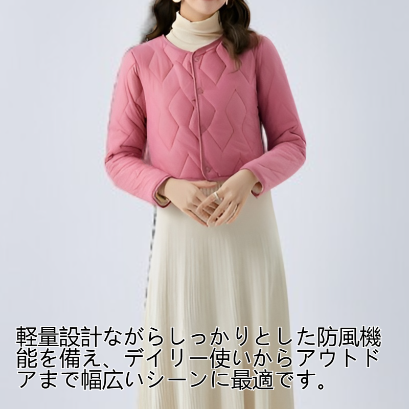 レディース フリース裏地ショートコットンジャケット