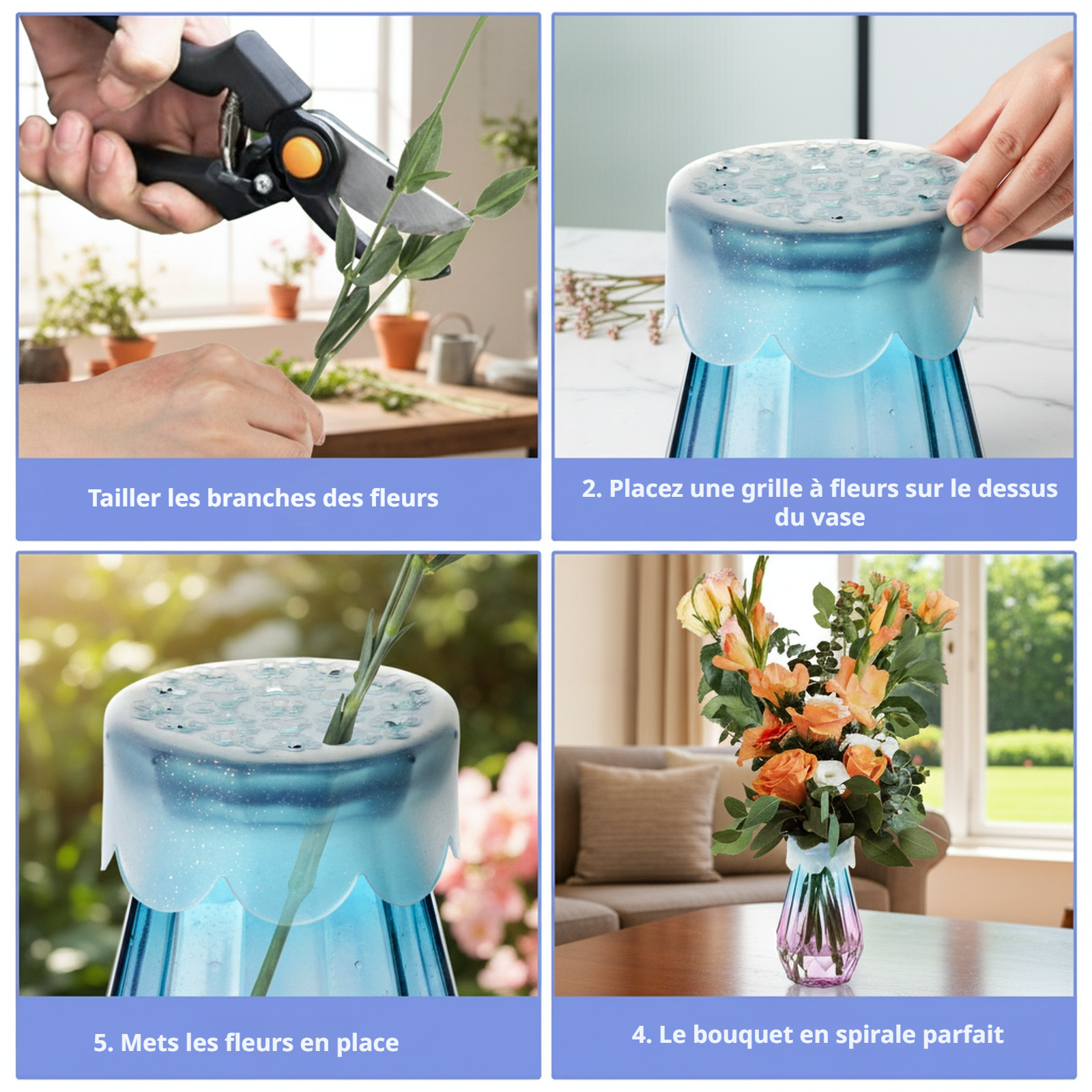 Spirale en silicone pour bouquets, support pour tiges de fleurs, stabilisateur de fleurs