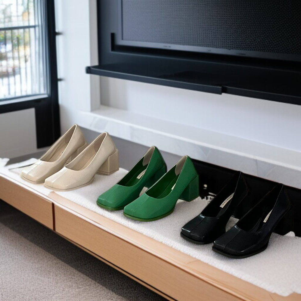 단화 여성 힐 넓은 머리를 한 발로 하이힐을 신다 스퀘어 스틸레토 힐 통굽 힐