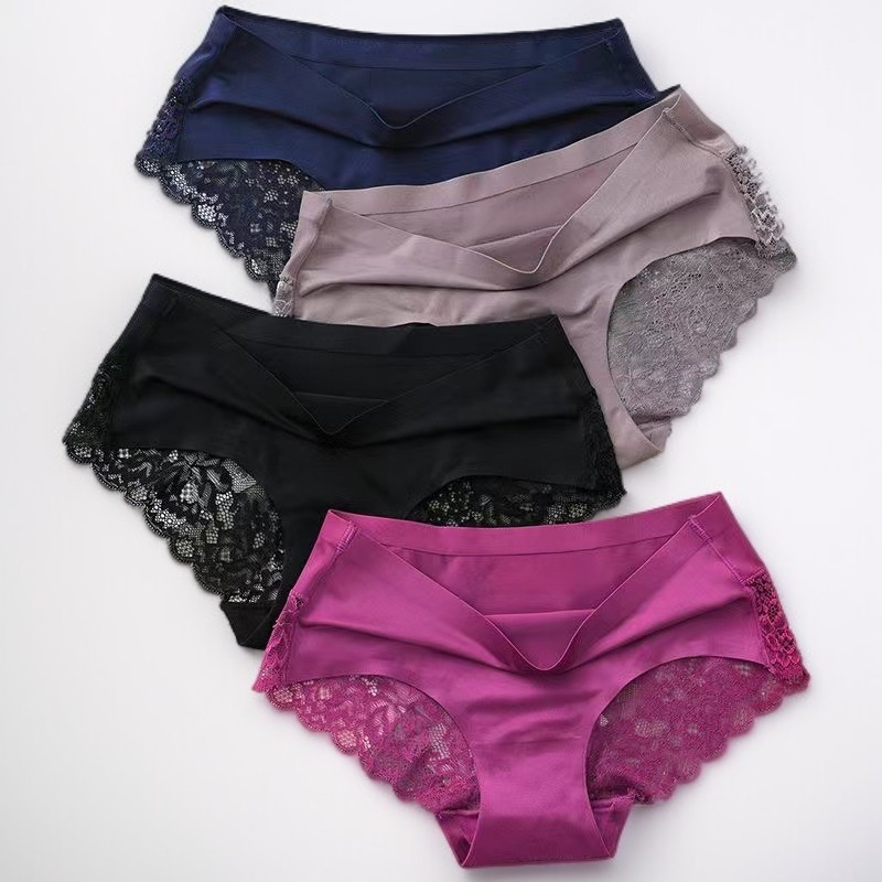 아이스 실크 솔기 없는 레이스 통기성 브리프