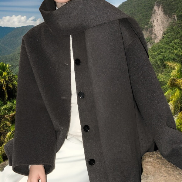 여성 겨울 모직 코트 햅번 코트 코디 머플러 라드 추동 모직 코트