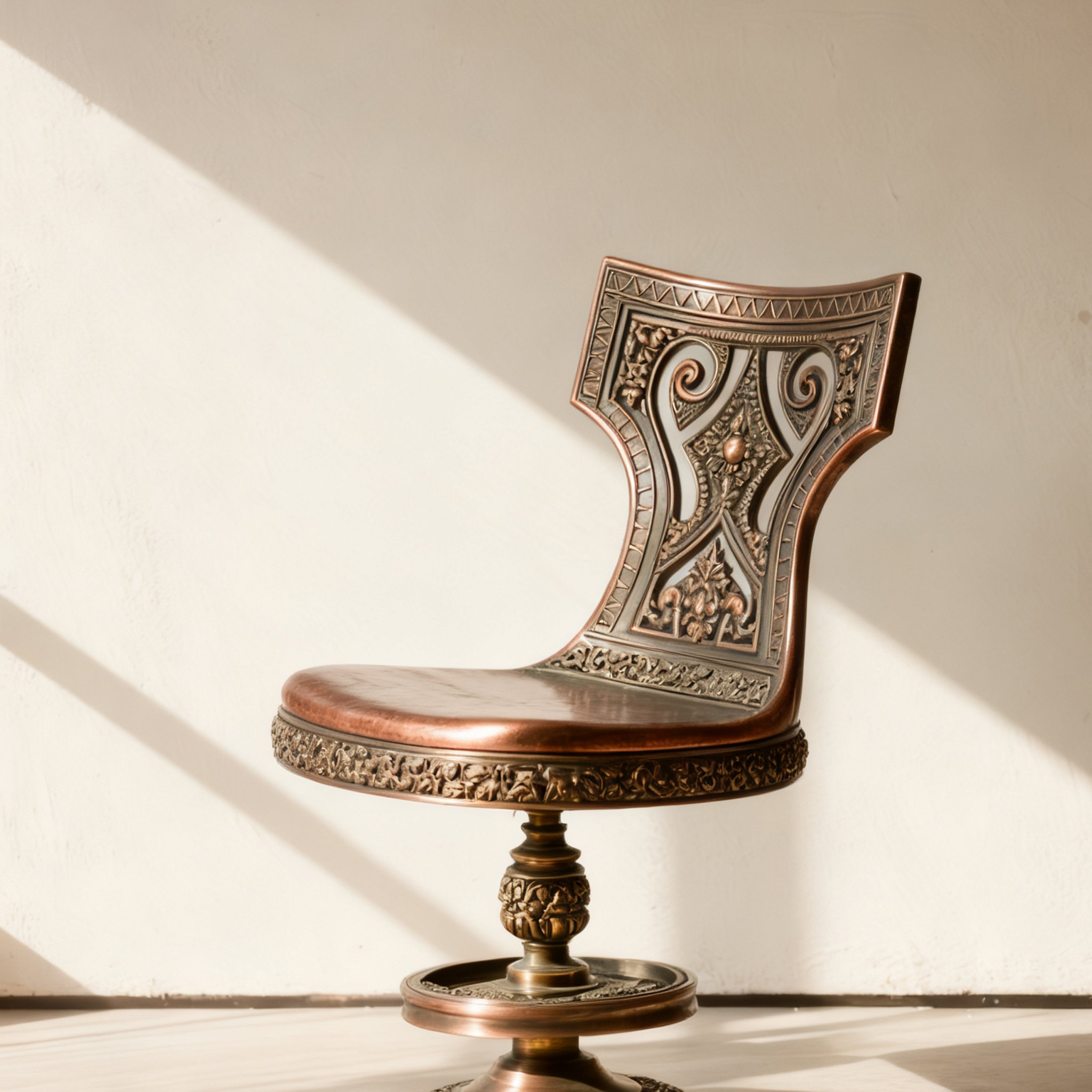 เก้าอี้เหล็กหล่อหมุนได้ลายแกะสลัก