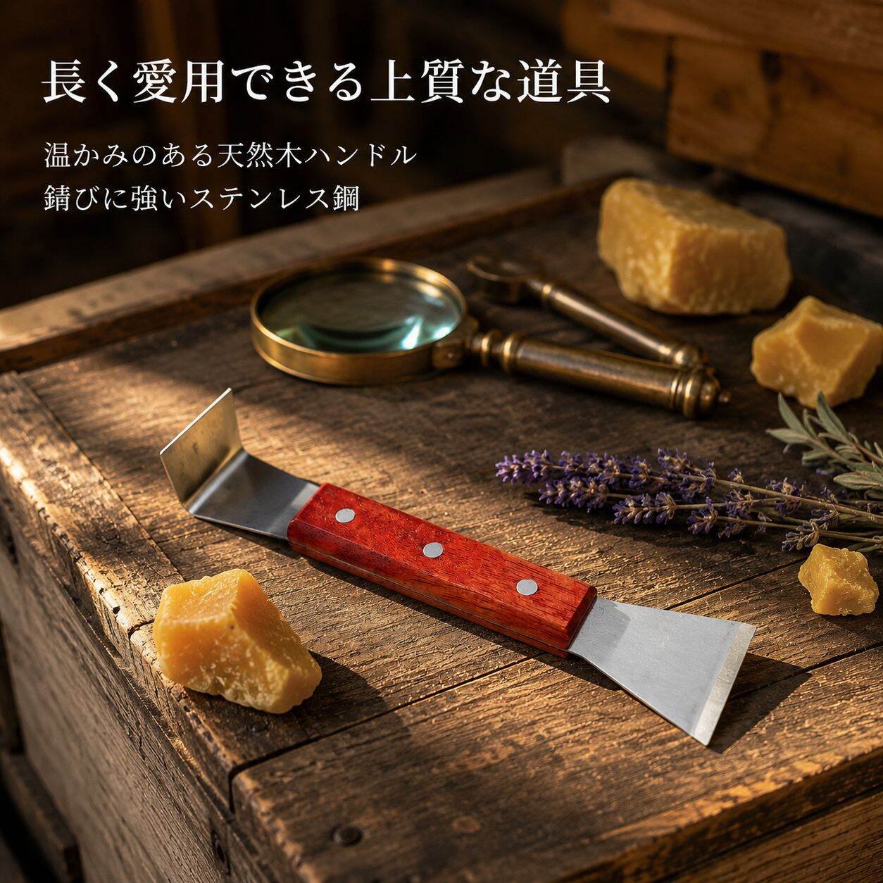 ステンレス蜂箱修理スパナ 木製ハンドル養蜂工具