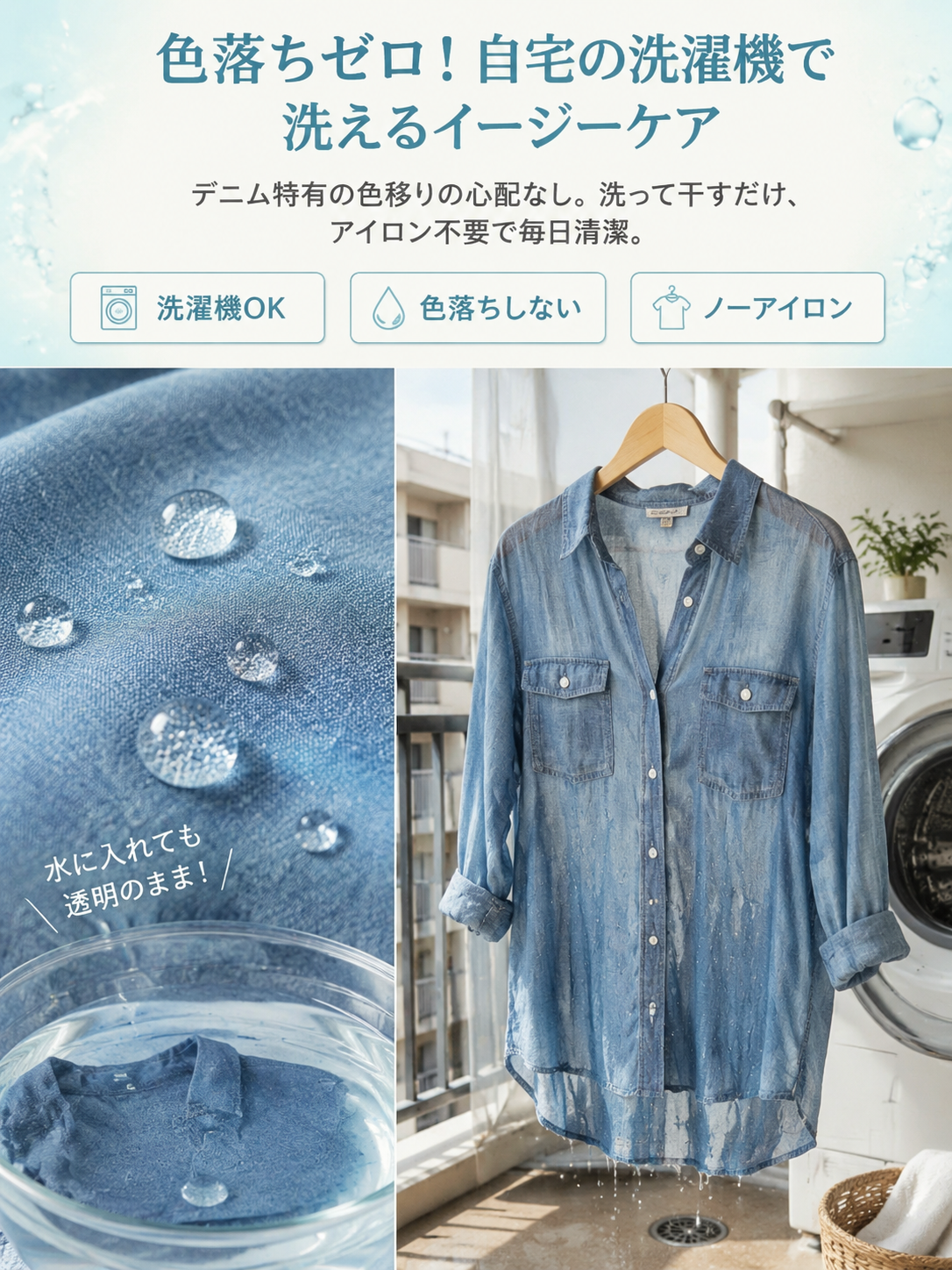シアーデニム3WAYシャツ