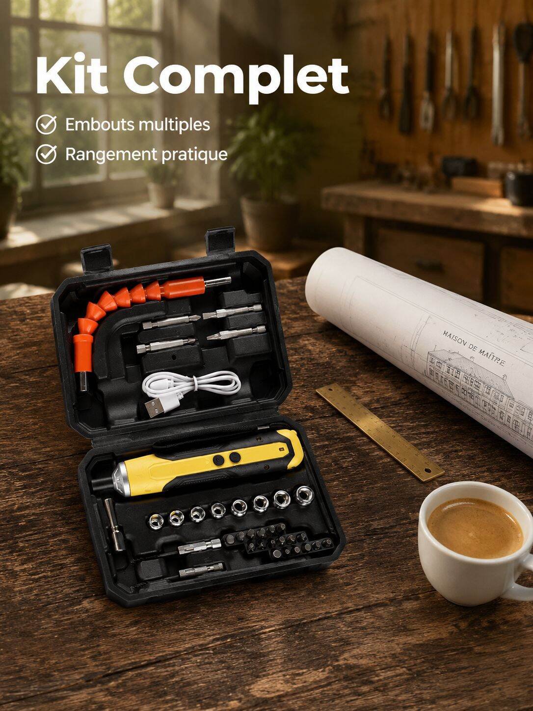 Ensemble d’outils tournevis électrique