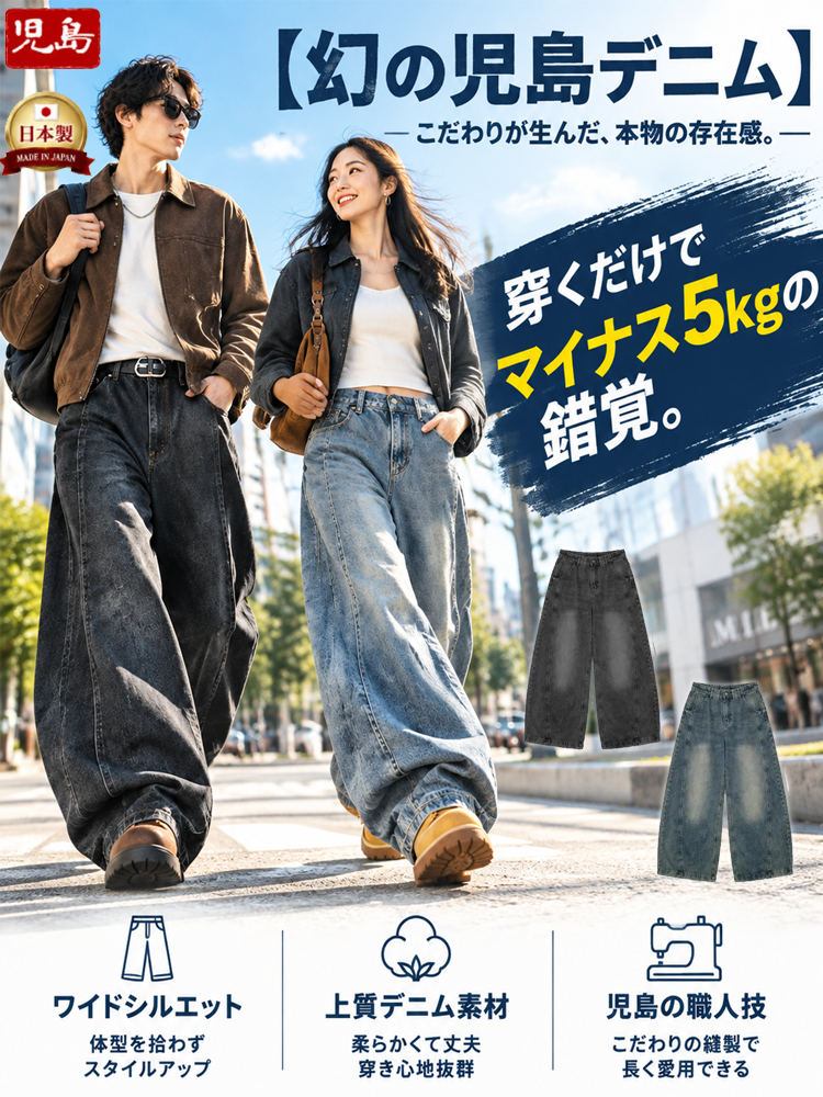 【倉敷・児島】ヴィンテージ風美脚シルエットカーブジーンズ