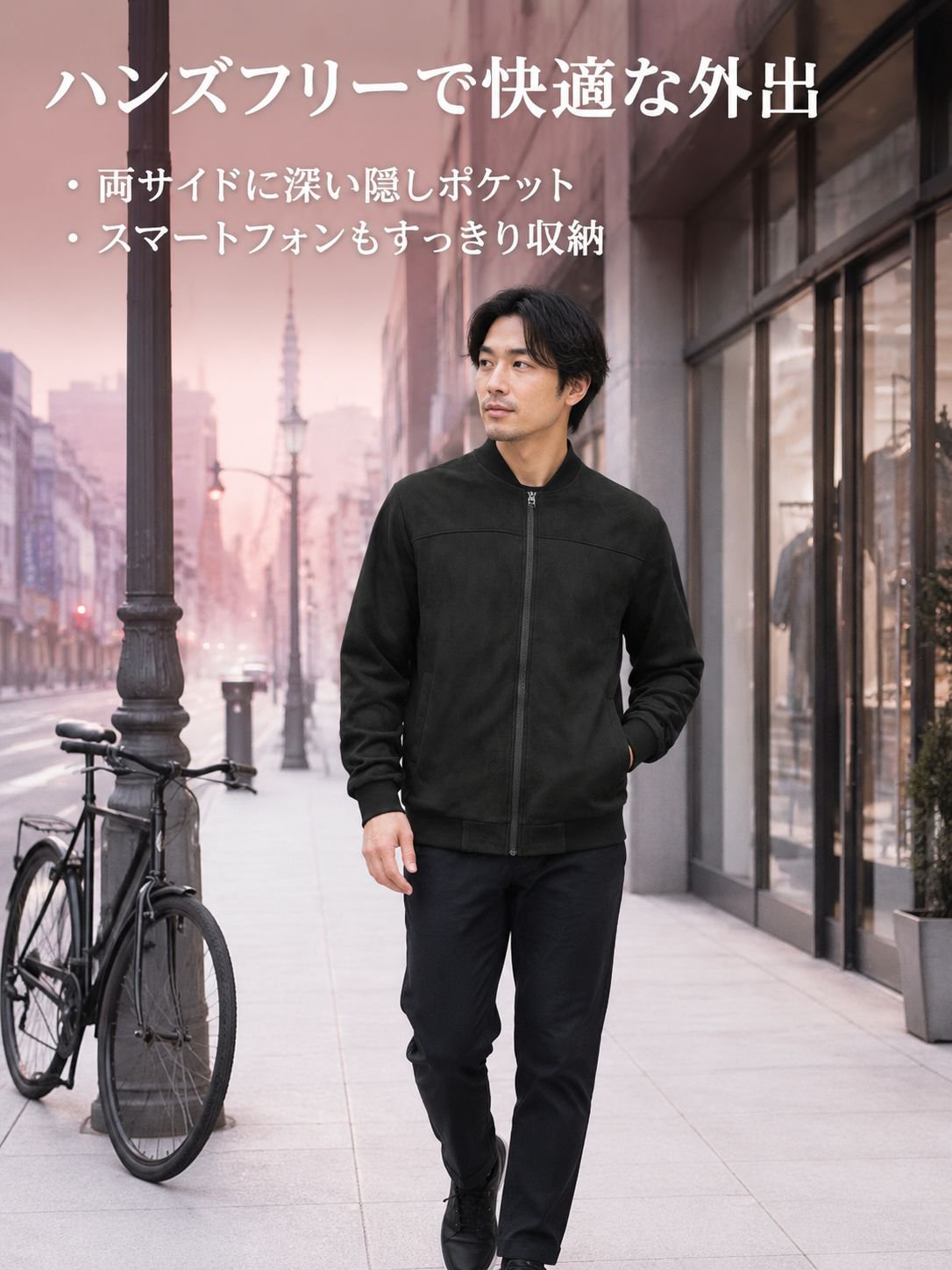 無地スタンドカラーカジュアルスポーツジャケット