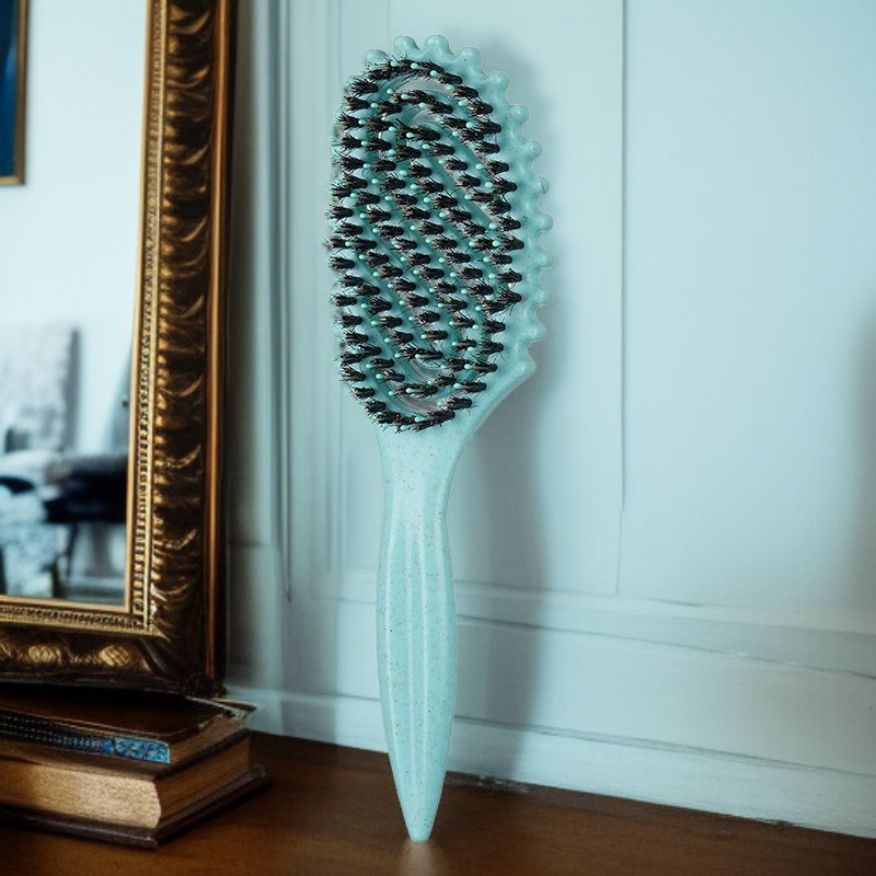 Lockenbürste mit Wildschweinborsten, Skelettbürste, Styling- und Massagebürste