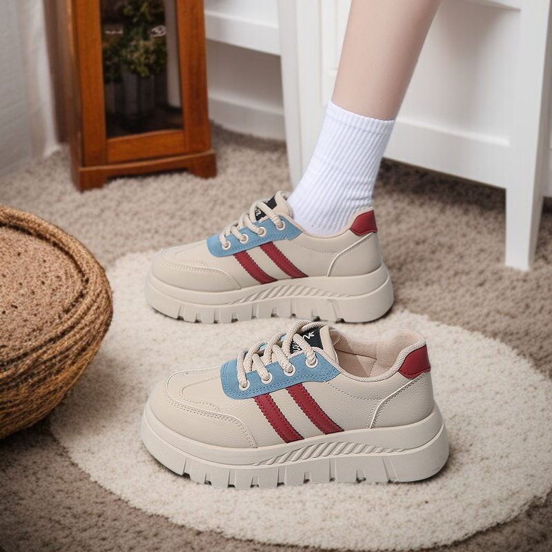 통굽 스니커즈 봄 캐주얼 여성 키높이 스니커즈 화이트 슈즈 학생 스트리트 라켓 필수 슈즈