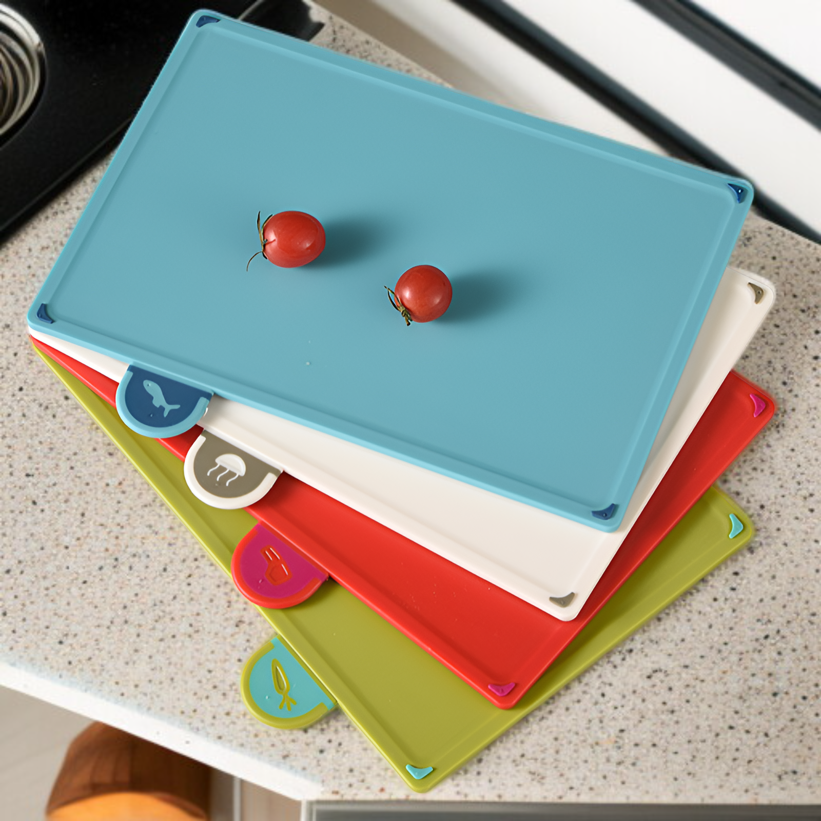 Deski do krojenia z oznaczeniami kategorii produktów