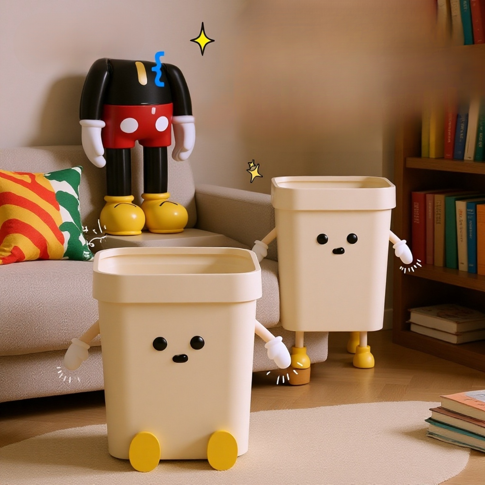 Kreativer, dekorativer Mülleimer mit Cartoon-Motiv für Wohn- und Schlafräume