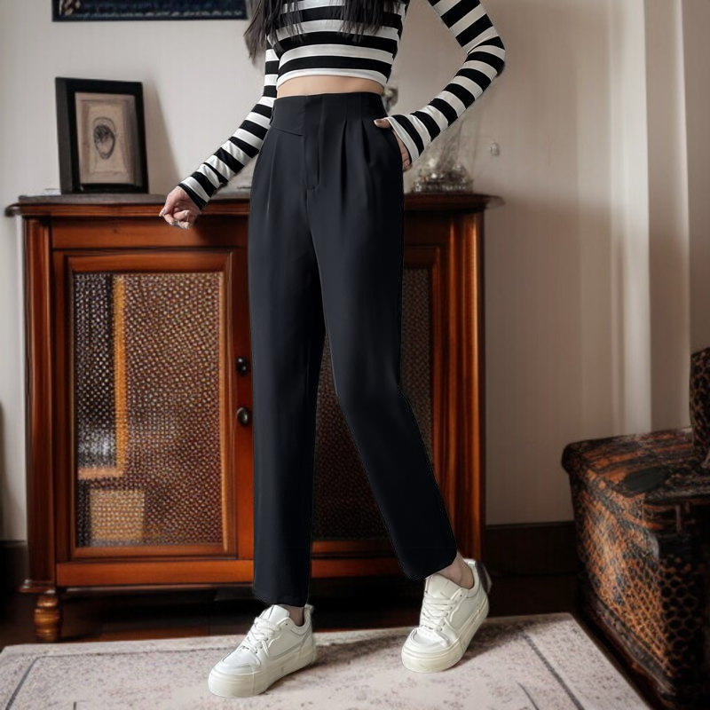 키 작은 배기팬츠 캐주얼 처짐 무바지 정장바지 여 파이프바지