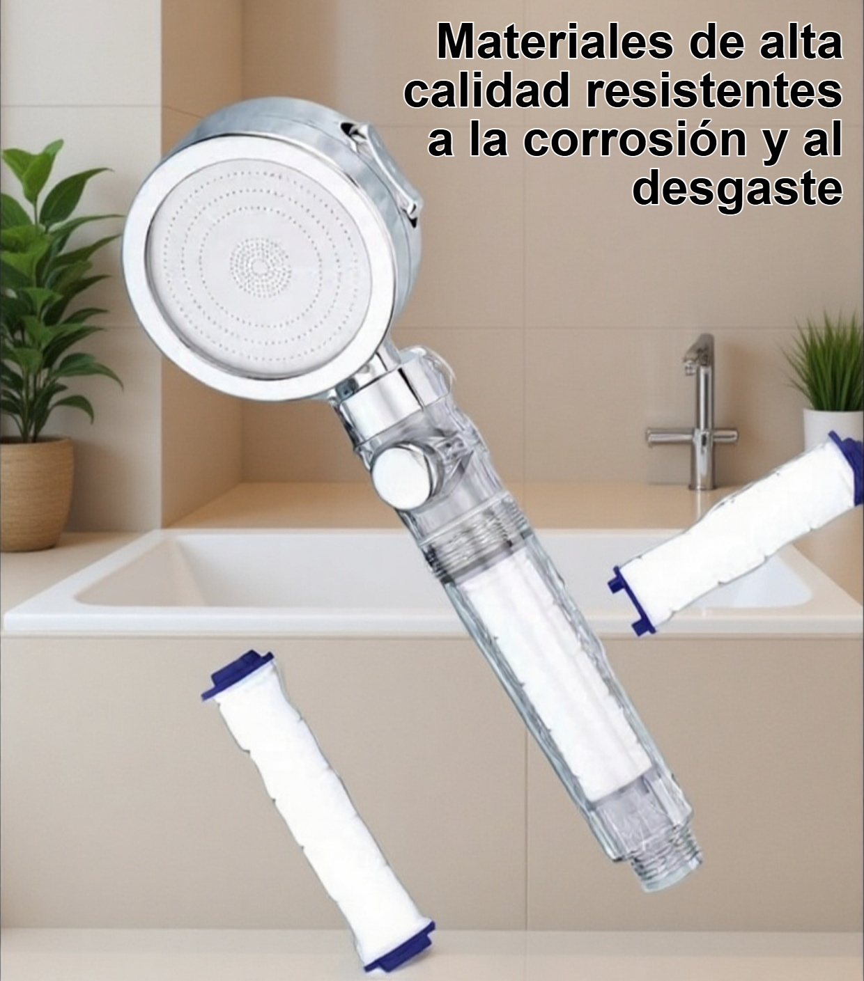 Cabezal de ducha de presión ajustable de tres niveles