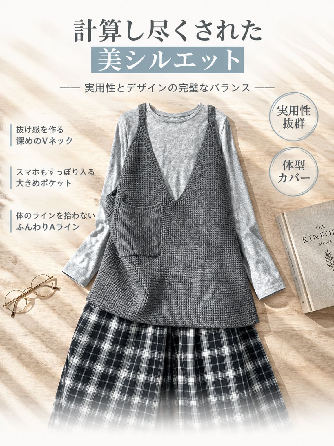 新潟見附ニットを使用した大人カジュアルなニットベスト