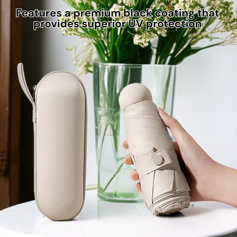  Pocket-Sized Black Coated Capsule Umbrella
