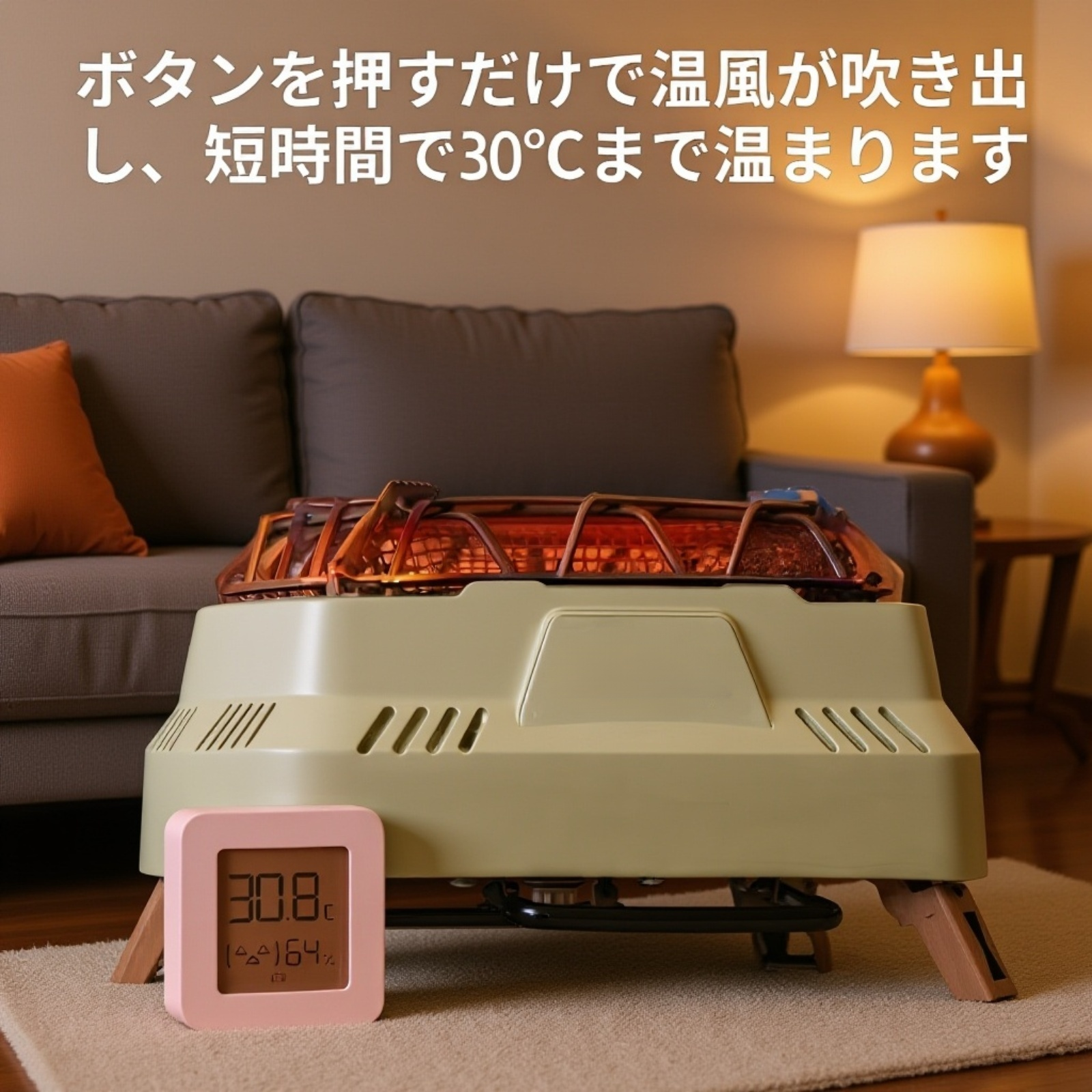 屋外で使用するカセット暖房ストーブ